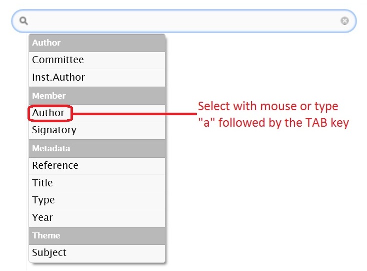 Choosing “Author” criterion